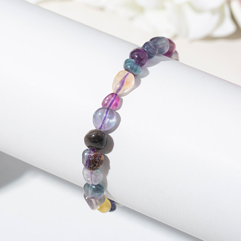 Colorful Fluorite Chip Crystal Beaded Bracelet