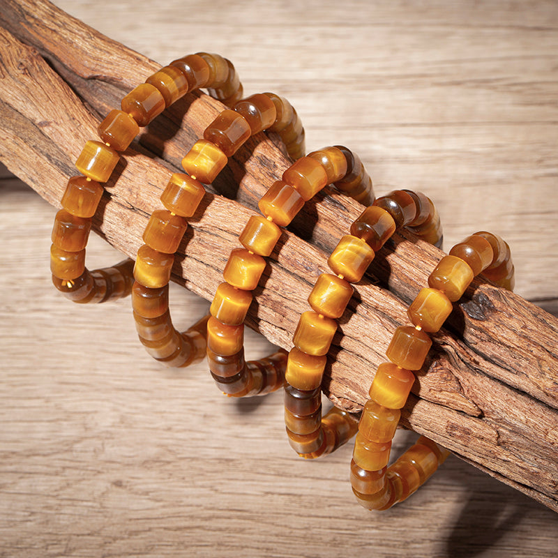 Honey Tiger's Eye Tube-Shaped Crystal Healing Bracelets