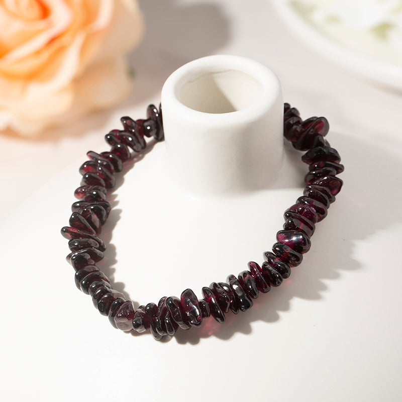 Deep Red Garnet Chips Crystal Beaded Bracelets