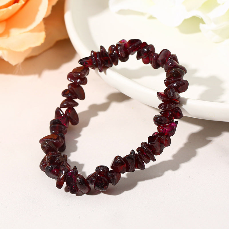 Deep Red Garnet Chips Crystal Beaded Bracelets