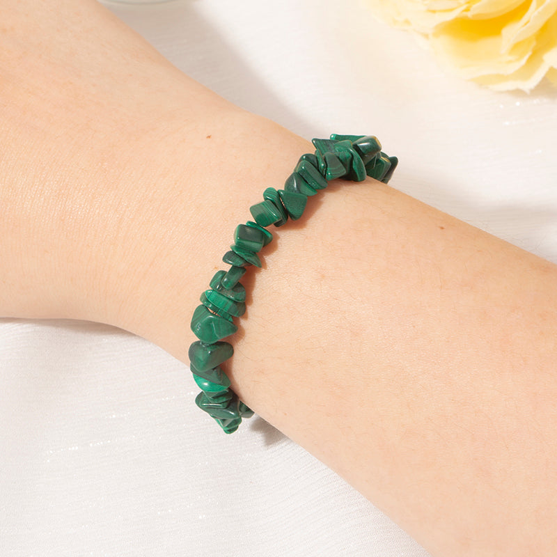 Vivid Green Malachite Chips Crystal Beaded Bracelets