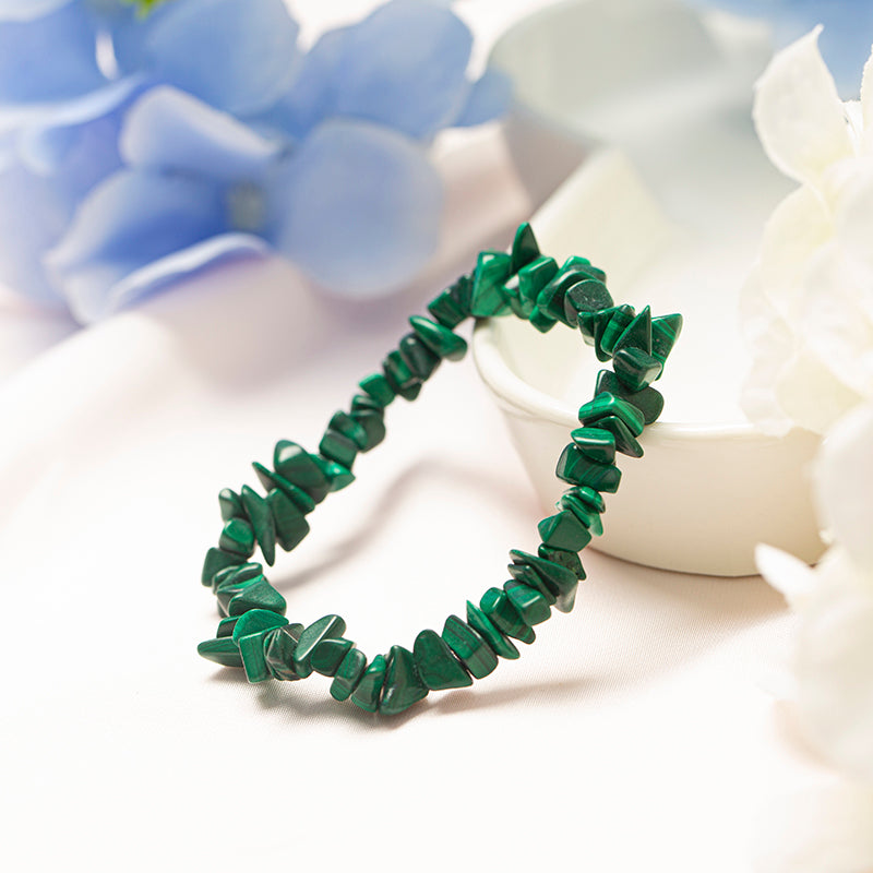 Vivid Green Malachite Chips Crystal Beaded Bracelets