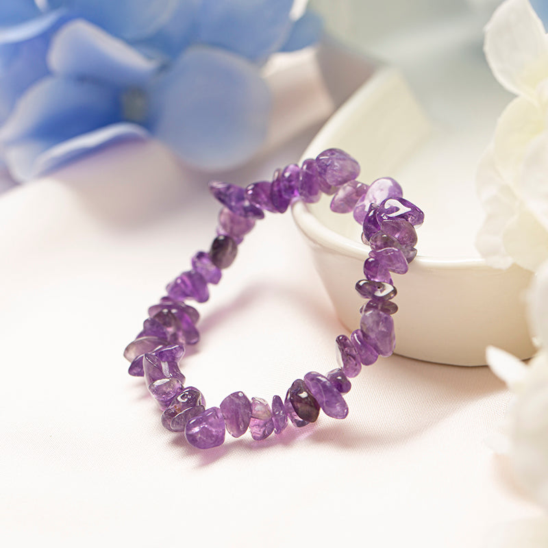 Natural Amethyst Chip Crystal Stretch Bracelet