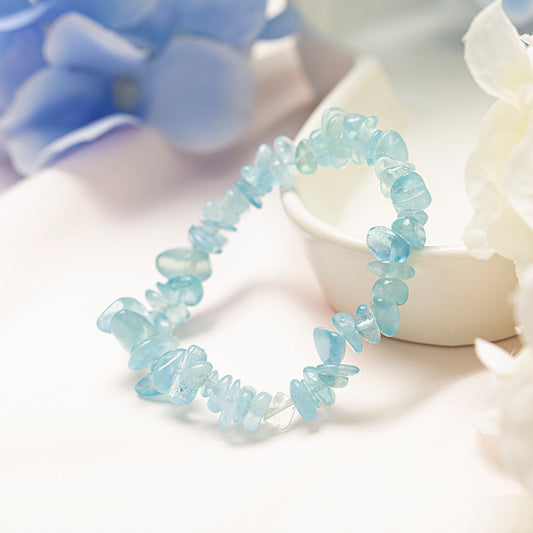 Aquamarine Tumbled Chips Crystal Healing Bracelet