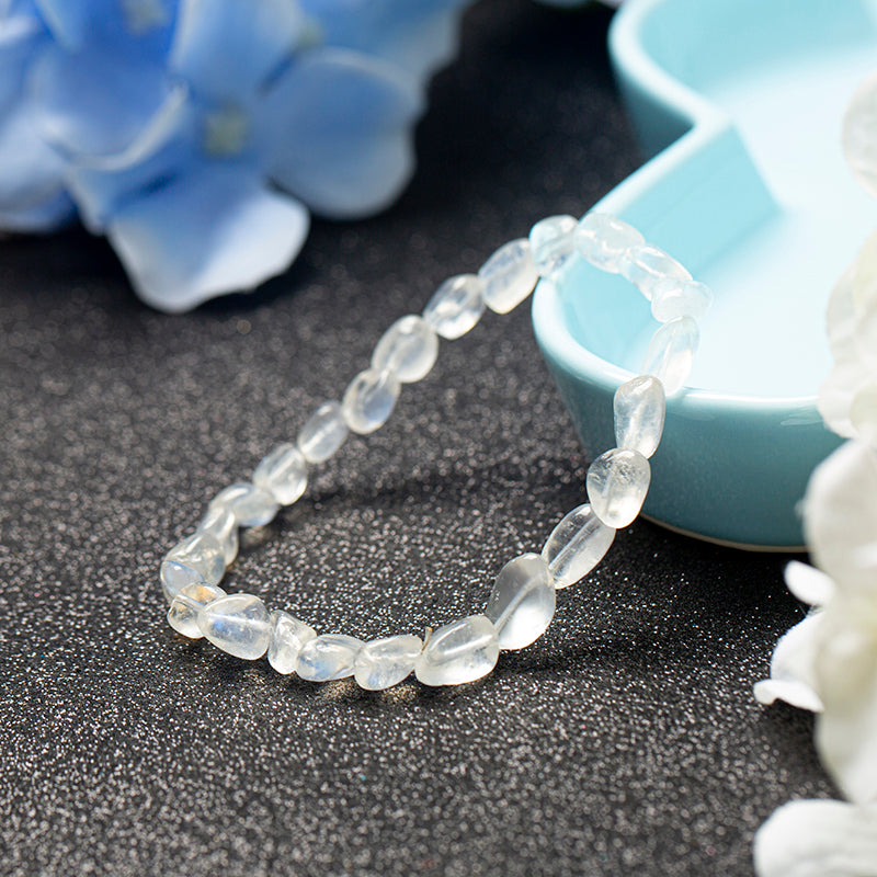 Luminescent Moonstone Nuggets Crystal Beaded Bracelets