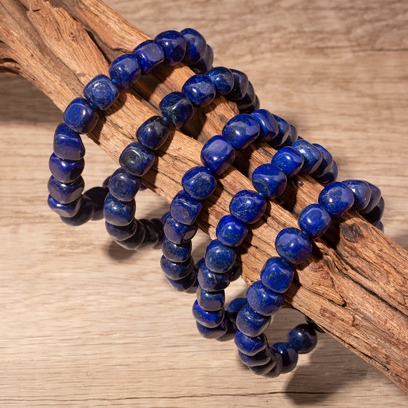 Vivid Lapis Lazuli Cube Crystal Beaded Bracelets