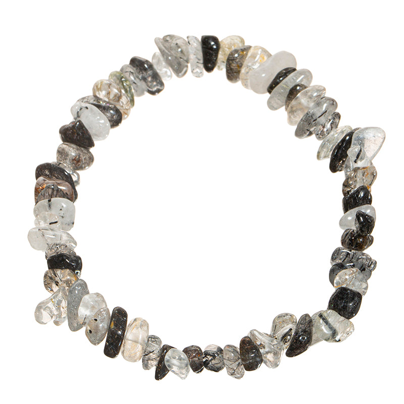 Black Rutilated Quartz Chips Crystal Healing Bracelets