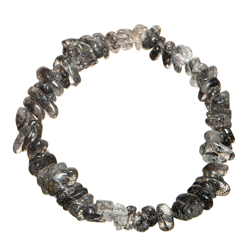 Natural Black Rutilated Quartz Chips Crystal Bracelets