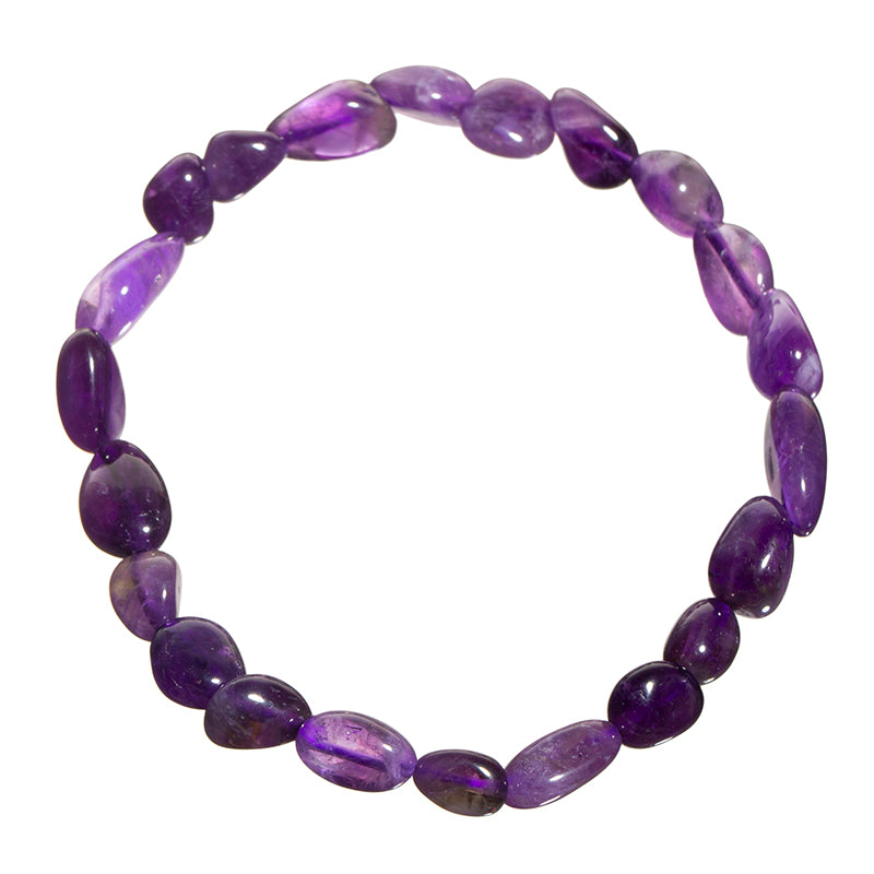 Amethyst Tumble Irregular Pebble Crystal Stretch Bracelet