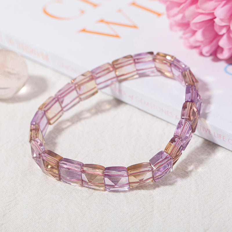 Refined Ametrine Faceted Rectangle Crystal Therapy Bracelet