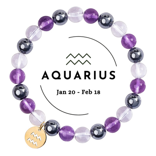 Aquarius-12 Zodiac Sign Constellation Crystal Bracelet