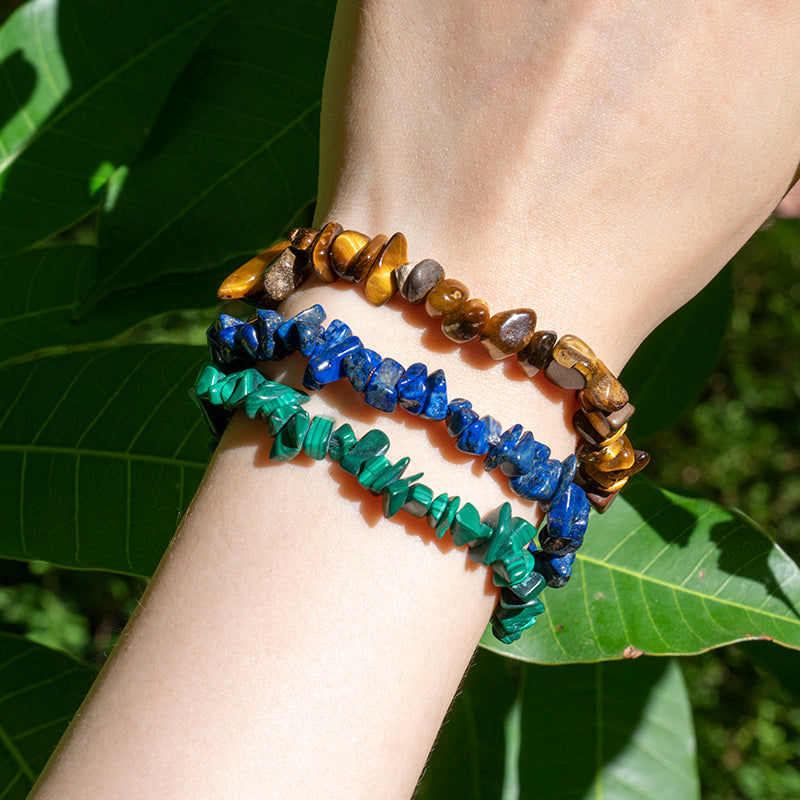 Natural Lapis Lazul Chips Crystal Beaded Bracelets