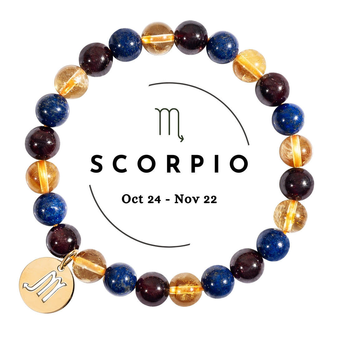 Scorpio-12 Zodiac Sign Constellation Crystal Bracelet