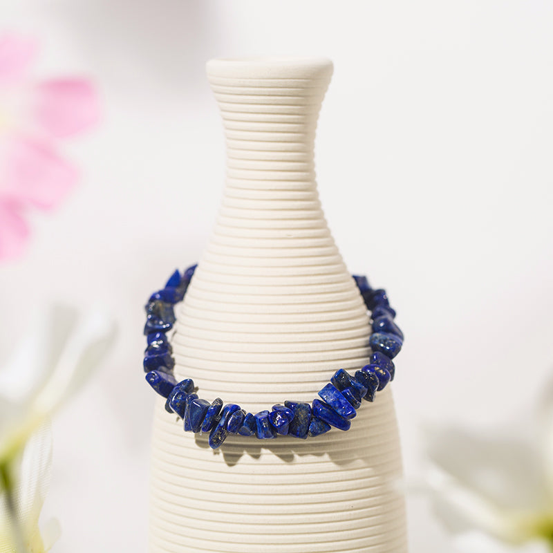 Natural Lapis Lazul Chips Crystal Beaded Bracelets