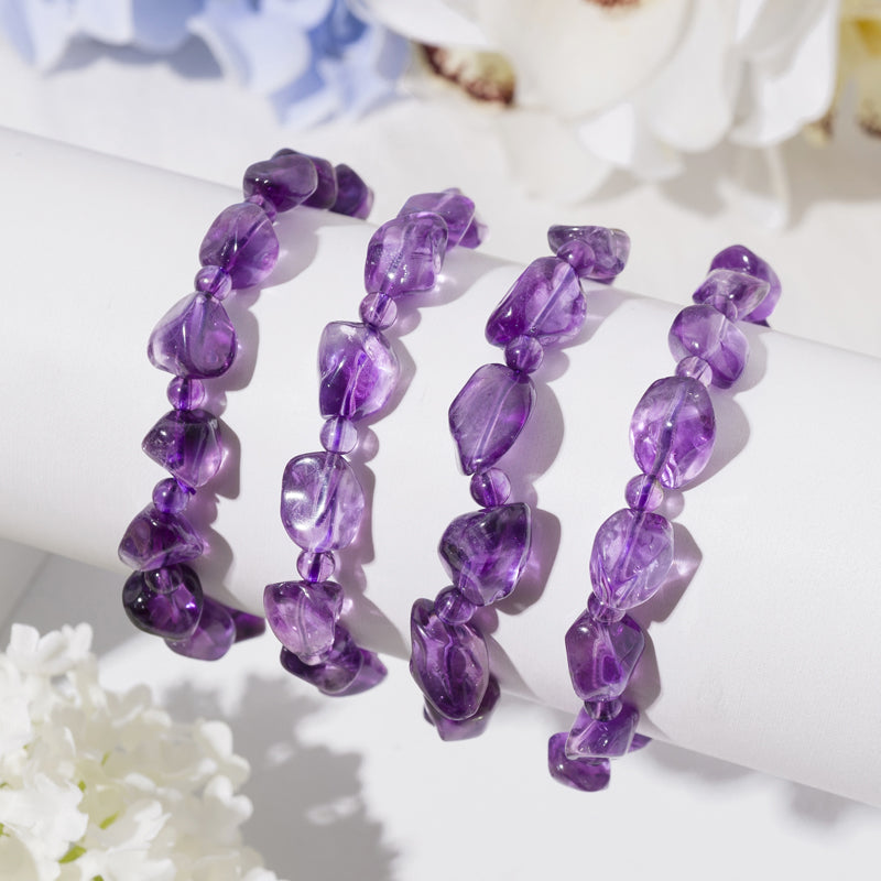 Exquisite Amethyst Freeform Crystal Healing Bracelet