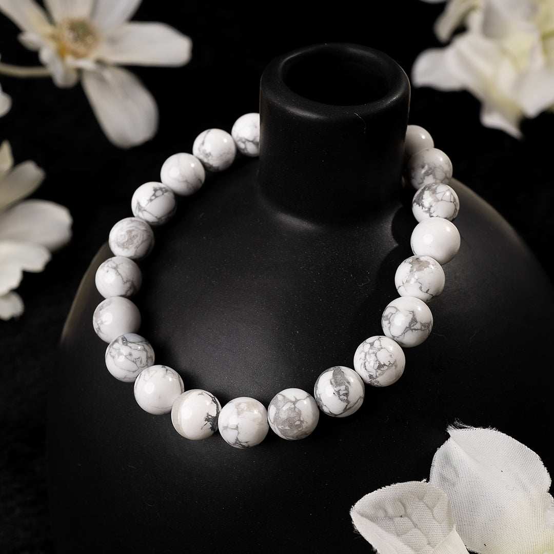 Lightweight Howlite Crystal Beaded Bracelet