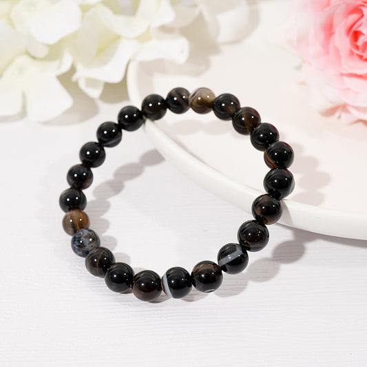 Black Agate Crystal Beaded Bracelets – ORVEL GEMS