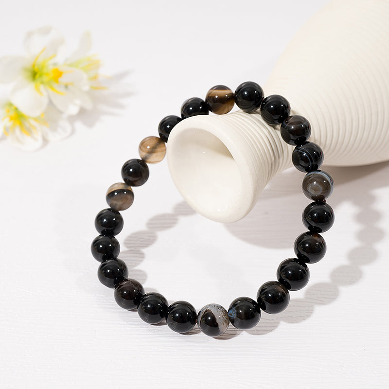 Black Agate Crystal Beaded Bracelets – ORVEL GEMS