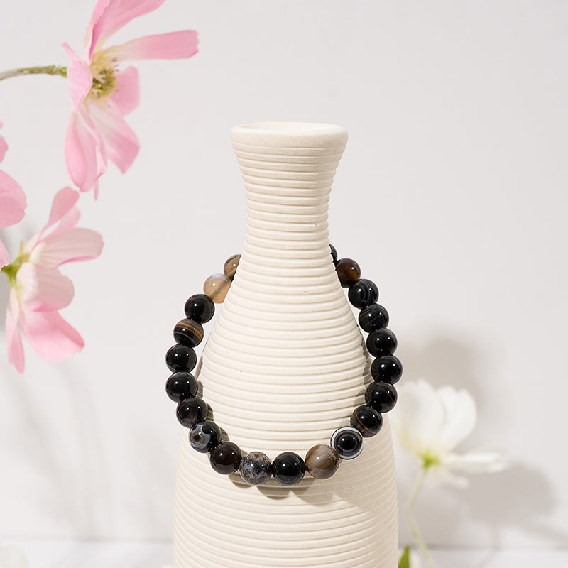 Black Agate Crystal Beaded Bracelets – ORVEL GEMS