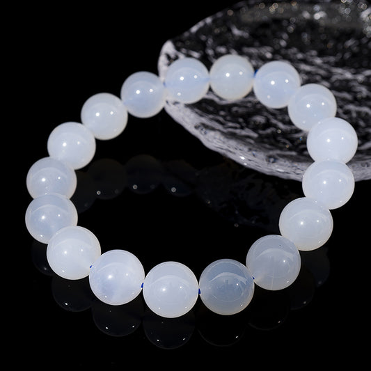 Blue Chalcedony Round Crystal Therapy Bracelet