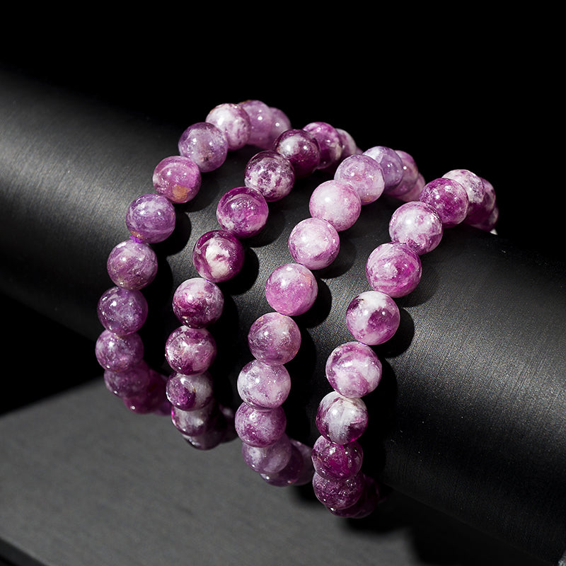 Mica-Rich Purple Lepidolite Crystal Healing Bracelets