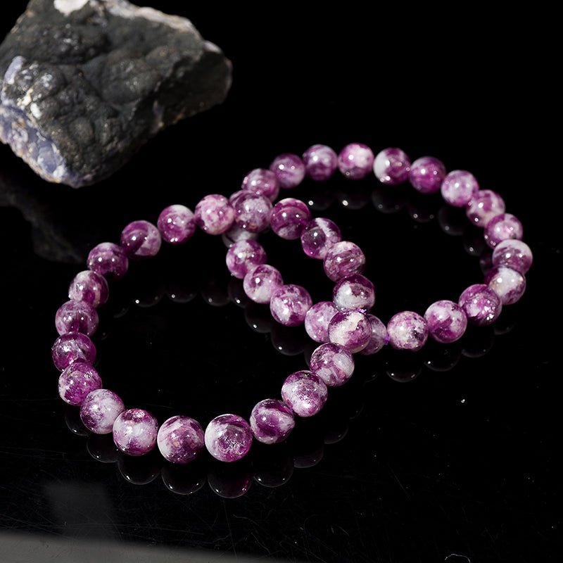 Mica-Rich Purple Lepidolite Crystal Healing Bracelets