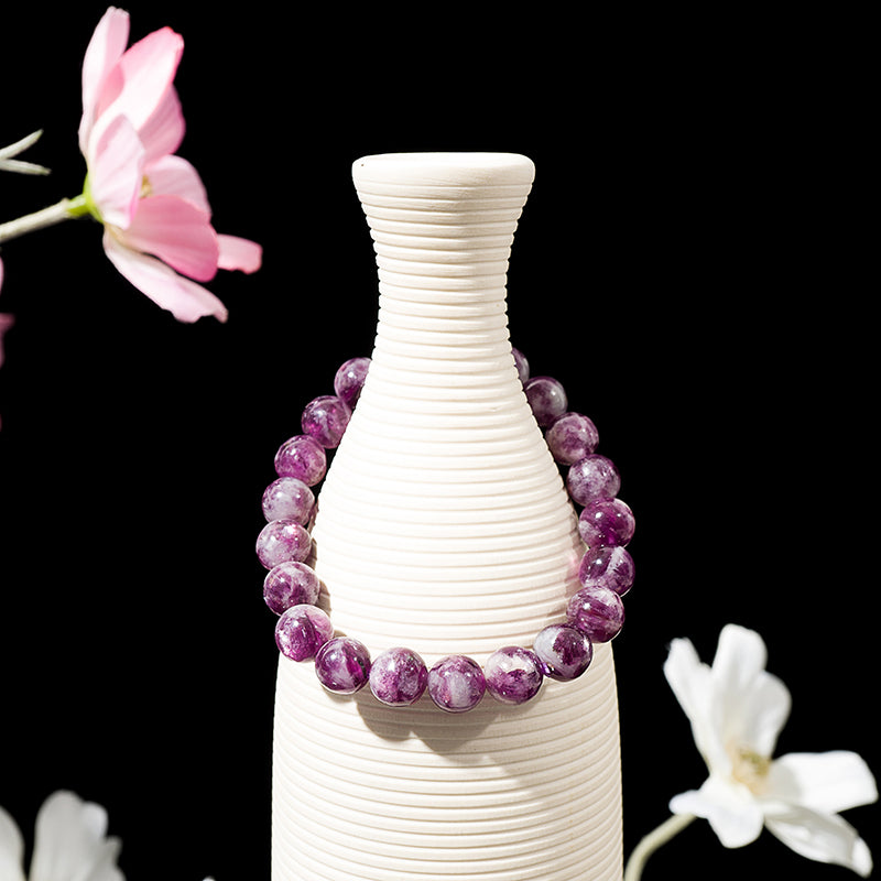 Mica-Rich Purple Lepidolite Crystal Healing Bracelets