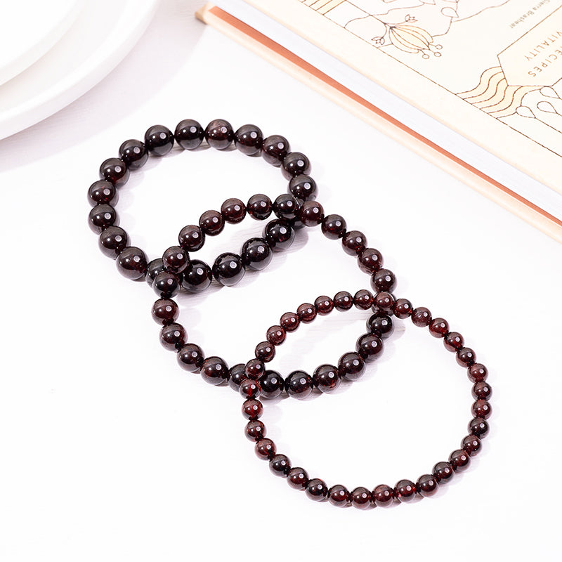 Vibrant Garnet Round Crystal Healing Bracelet