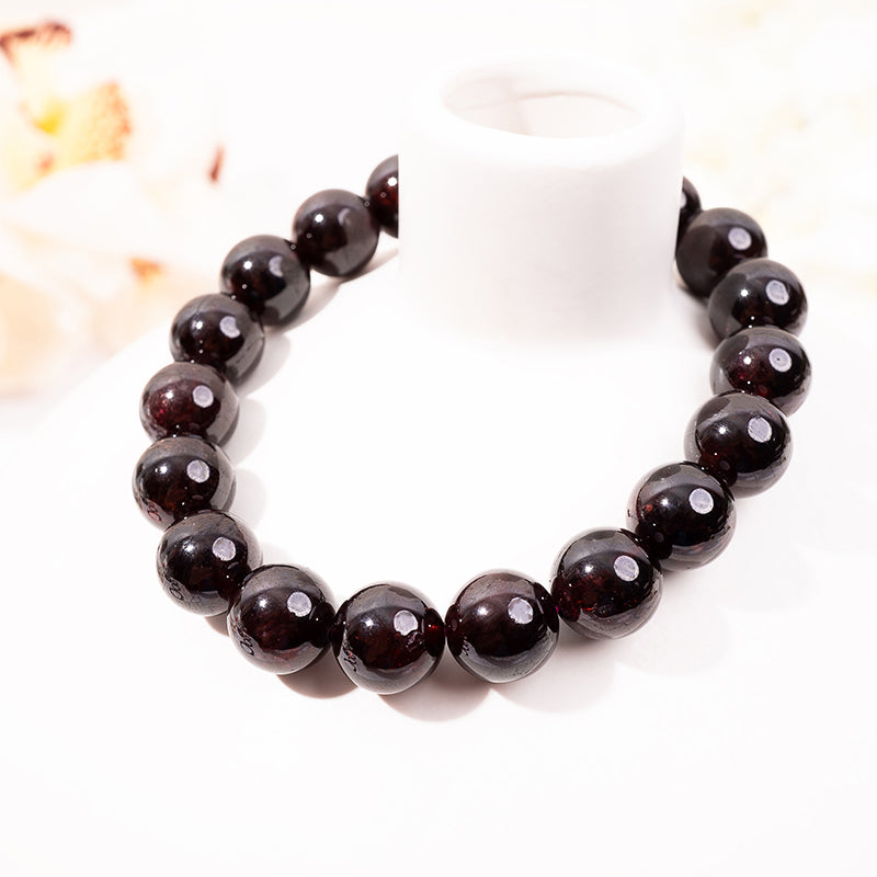 Vibrant Garnet Round Crystal Healing Bracelet