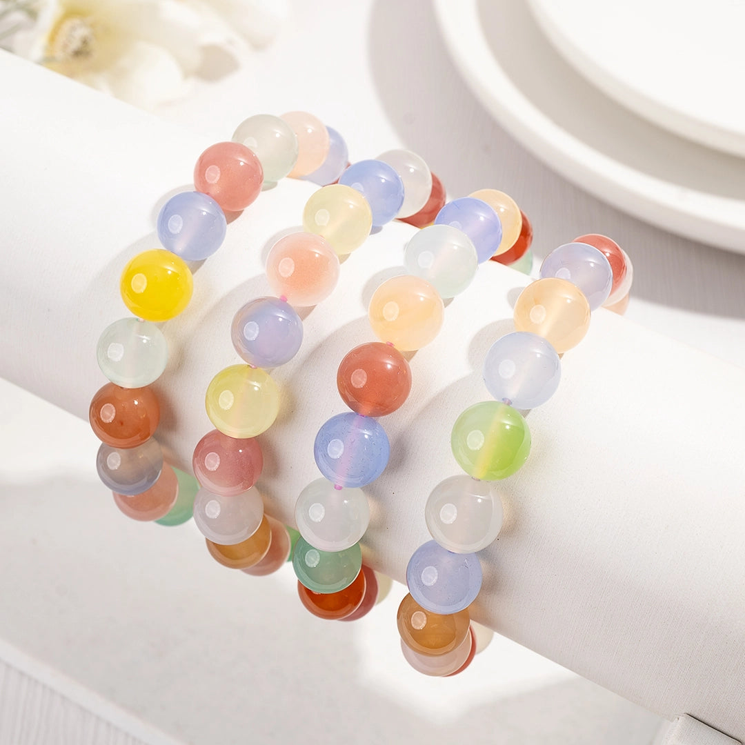 Pastel Rainbow Agate Crystal Healing Bracelets