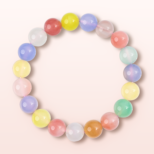 Pastel Rainbow Agate Crystal Healing Bracelets