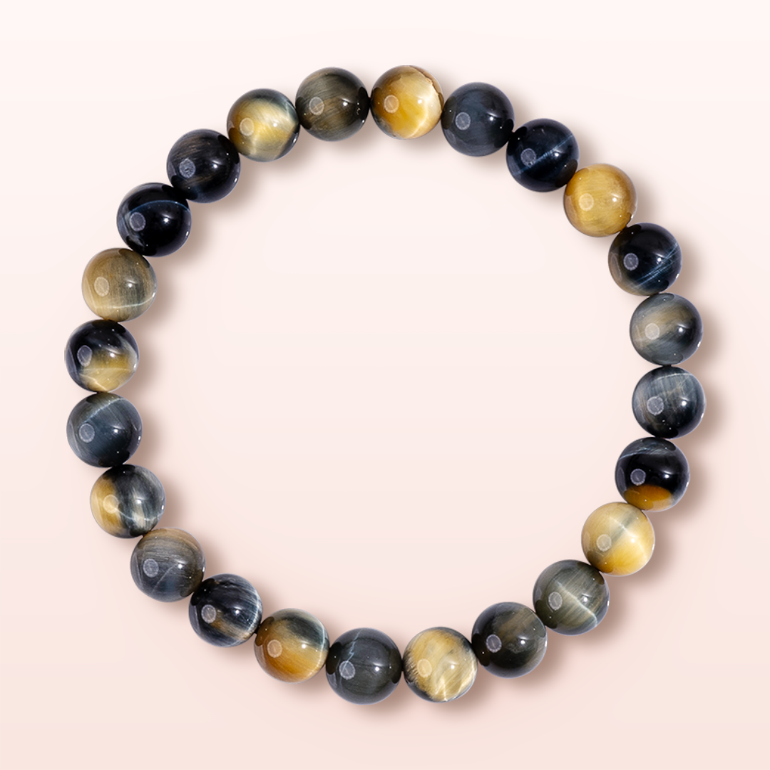 Premium Multicolor Tiger's Eye Round Crystal Beaded Bracelet