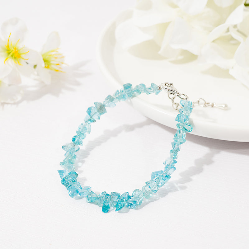 Quality Paraiba Blue-Green Apatite Chips Crystal Healing Bracelets