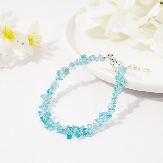 Quality Paraiba Blue-Green Apatite Chips Crystal Healing Bracelets