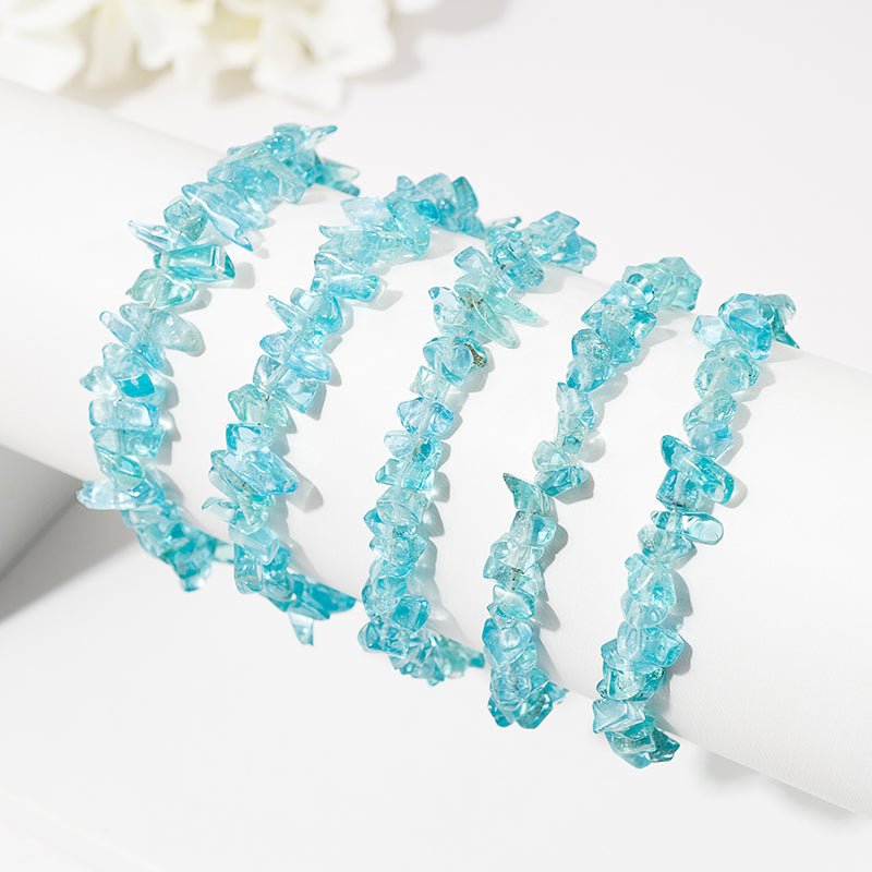 Quality Paraiba Blue-Green Apatite Chips Crystal Healing Bracelets