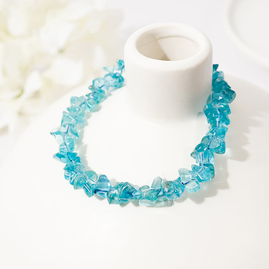 Vibrant Paraiba Blue-Green Apatite Chips Crystal Healing Bracelets