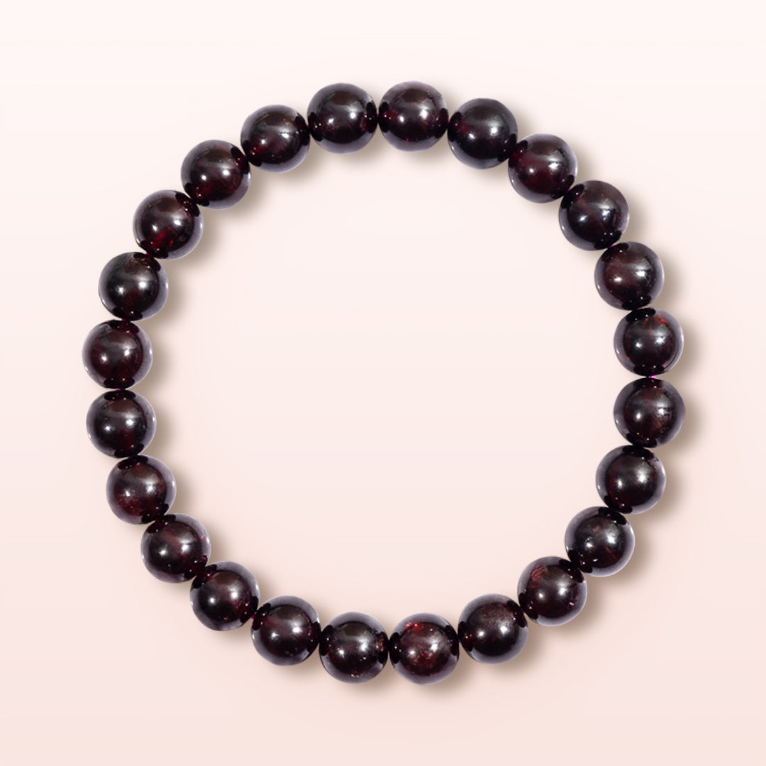 Vibrant Garnet Round Crystal Healing Bracelet