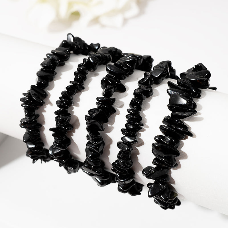 Mystical Black Tourmaline Chips Crystal Healing Bracelets