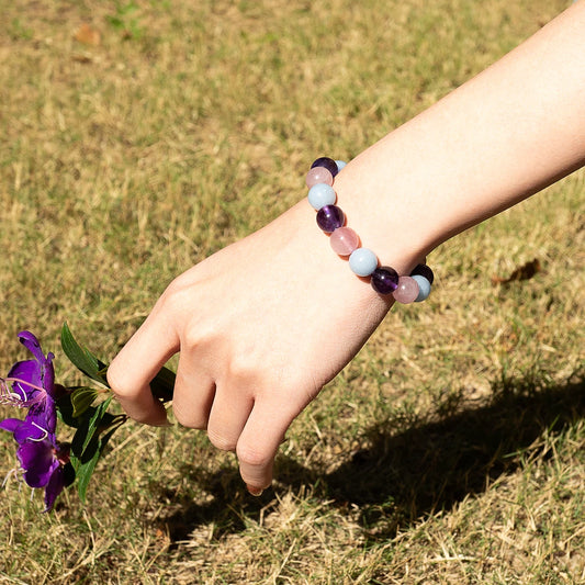 Amethyst, Angelite, Rose Quartz bracelet | Anxiety Bracelet