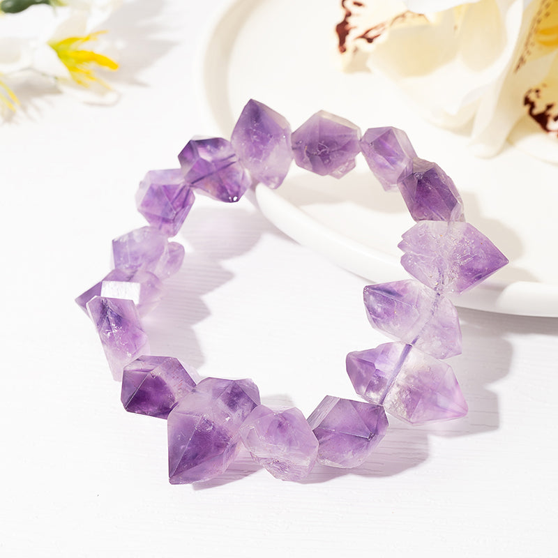 Raw Amethyst Point Crystal Healing Bracelet