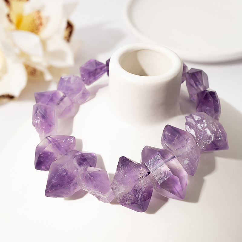 Raw Amethyst Point Crystal Healing Bracelet