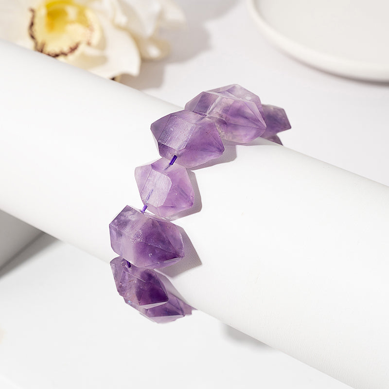 Raw Amethyst Point Crystal Healing Bracelet