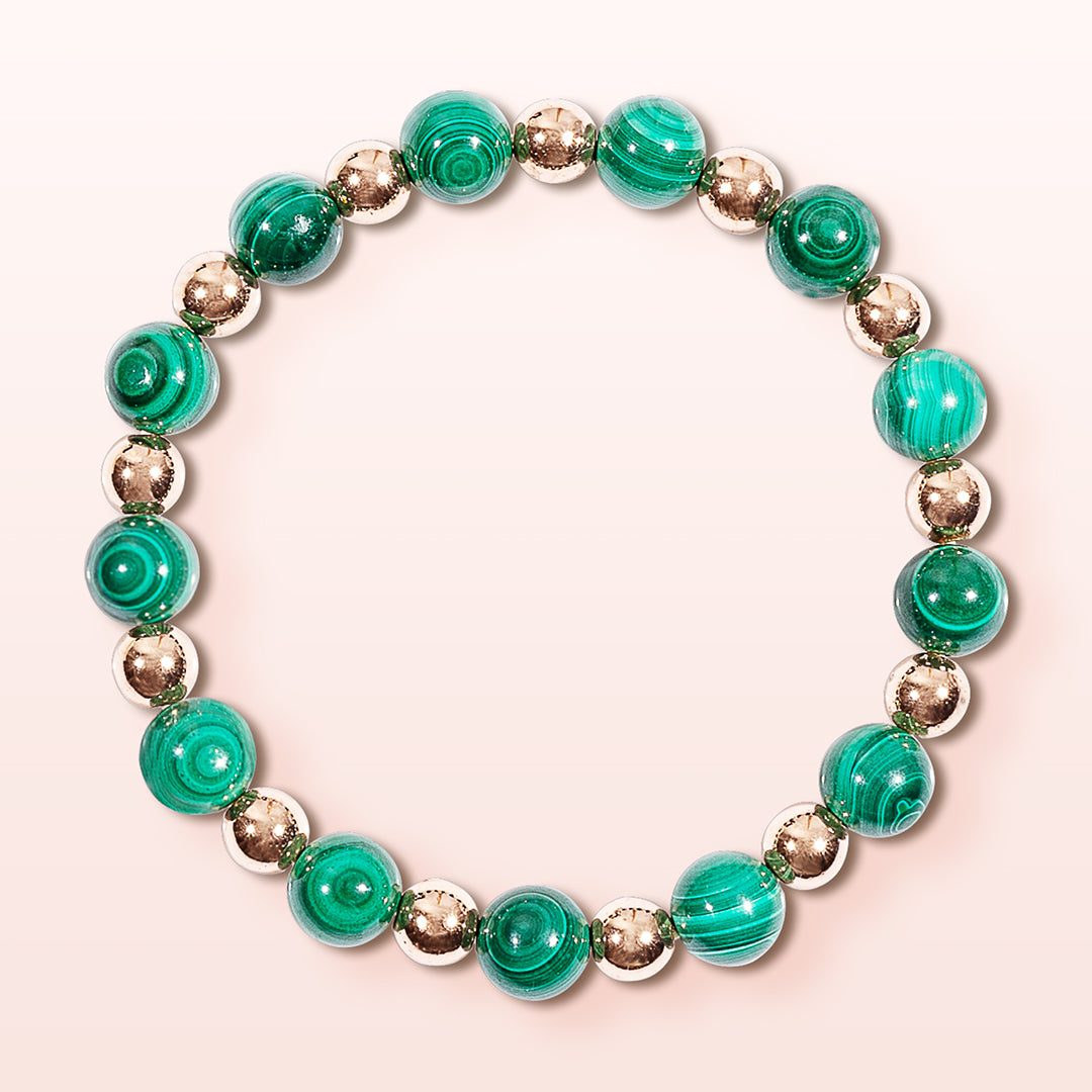 Malachite and Hematite Crystal Stretch Bracelet