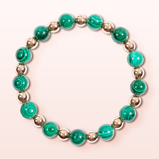 Malachite and Hematite Crystal Stretch Bracelet