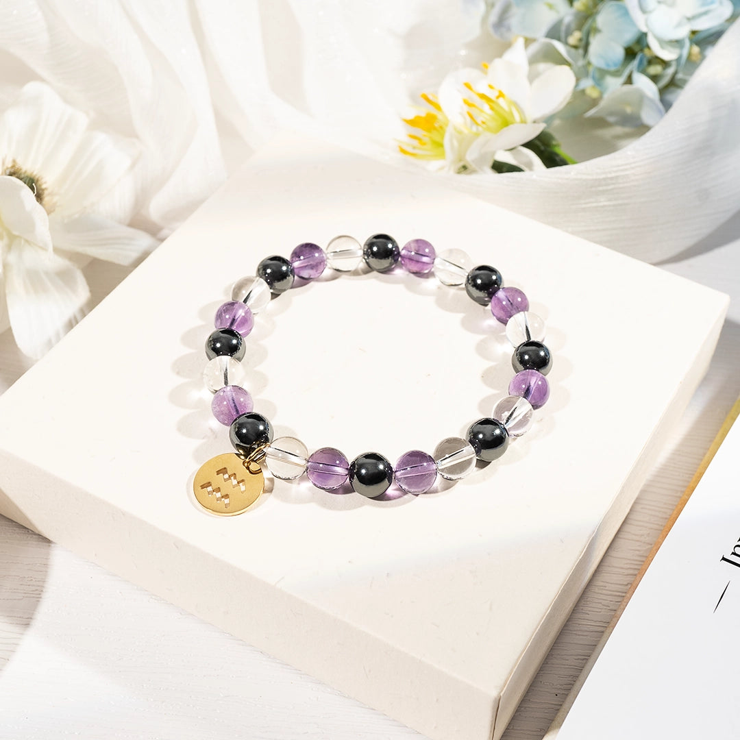 Aquarius-12 Zodiac Sign Constellation Crystal Bracelet