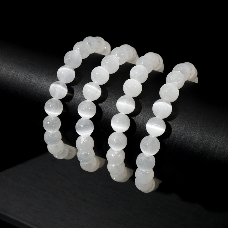 Pure Selenite Round Crystal Healing Bracelets