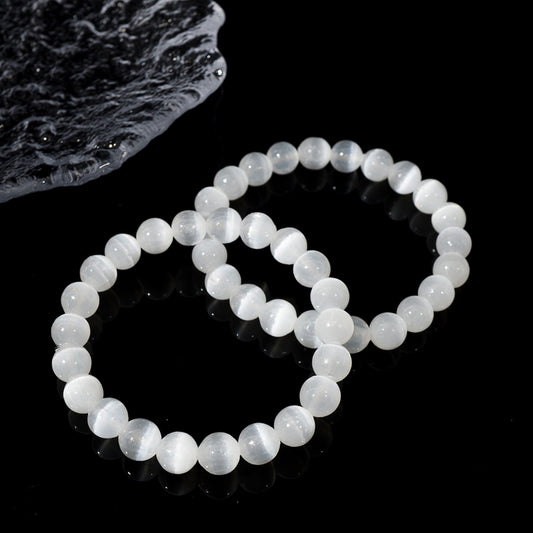 Pure Selenite Round Crystal Healing Bracelets