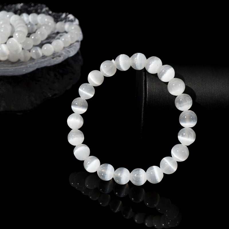 Pure Selenite Round Crystal Healing Bracelets