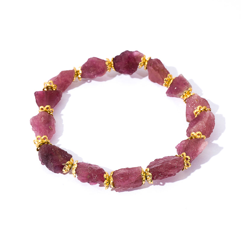 Raw Pink Tourmaline Freeform Crystal Healing Bracelets