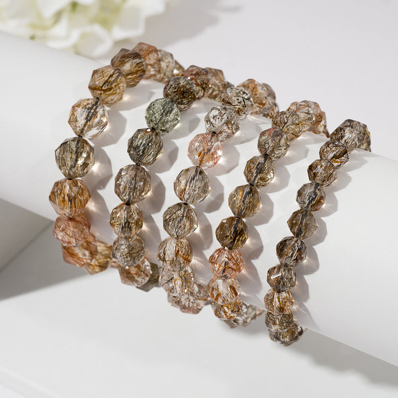 Copper Rutilated Quartz Crystal Healing Beaded Bracelets